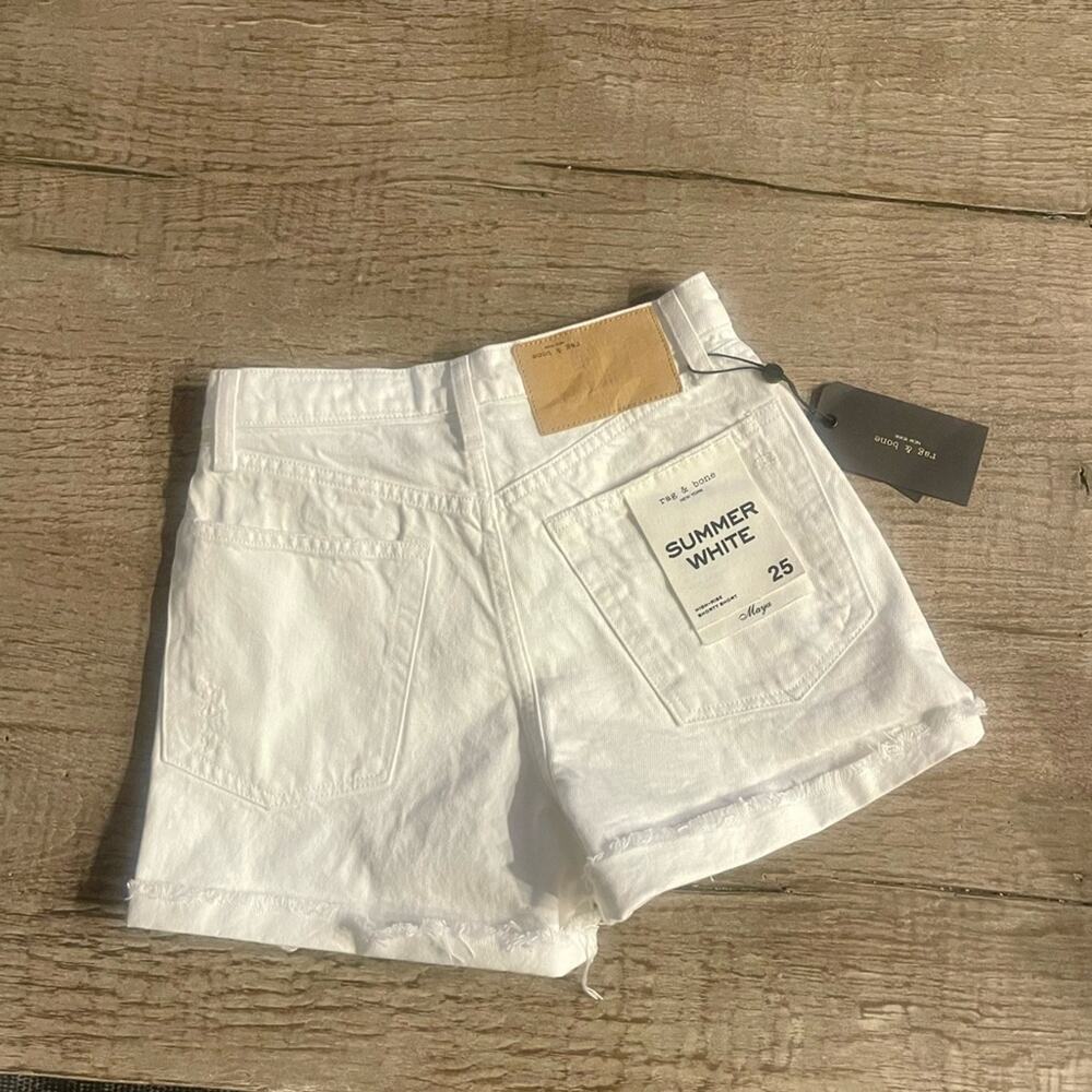 Rag & Bone Maya High Waist Shorts in White. - Picture 9 of 13
